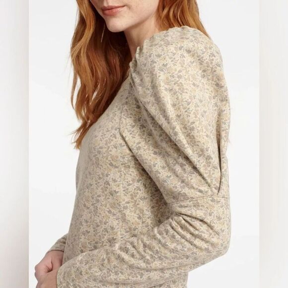 Splendid Josephine Sweatshirt Women's Medium Knit Top Floral Relaxed Puff Sleeve - Picture 2 of 11